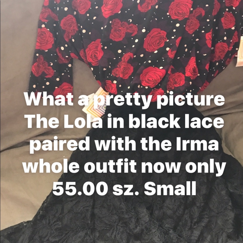 LuLaRoe’s black lace Lola paired with a Irma